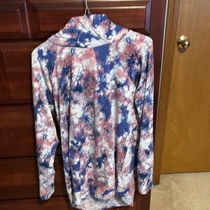 LuLaRoe Pink and Blue Polo Collar Hoodie
